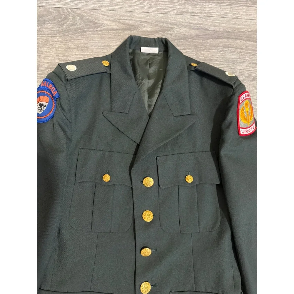 Vintage 1992 US Army Uniform Coat 36L JROTC Dress AG 489 Wool Blend Balboa Patch